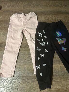 💕3/20 Girls Pink & Black Butterfly Leggings Set